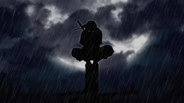 雨夜残月武士忍者剪影暗黑横版 4K 动漫壁纸