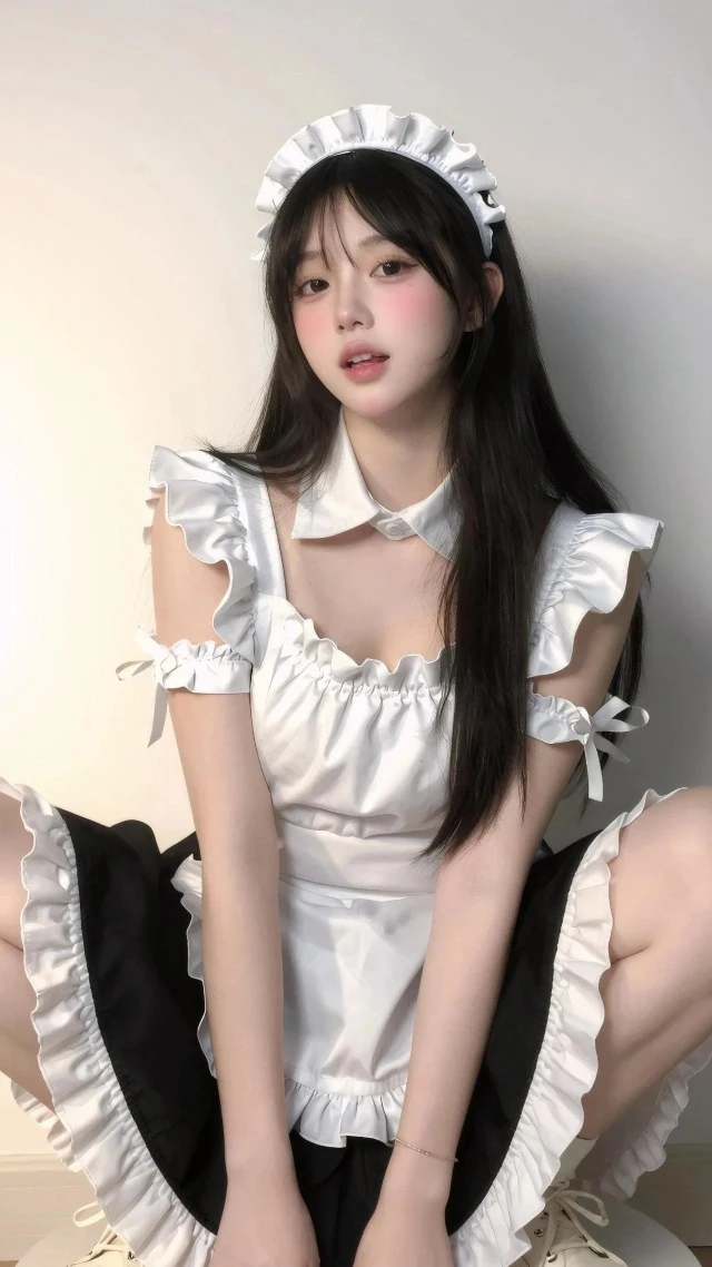 黑长直纯欲女仆少女居家写真手机壁纸