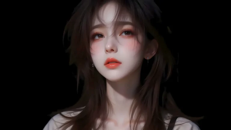 黑底氛围感棕发温柔女生AI人像