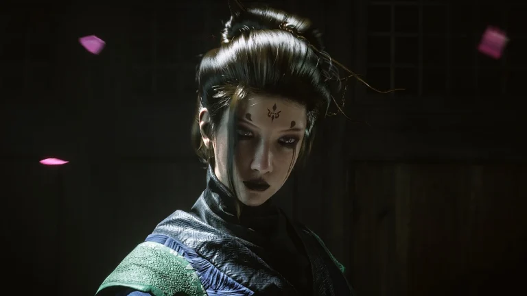 黑神话蜘蛛精四妹暗木窗粉花瓣横版 4K 游戏壁纸