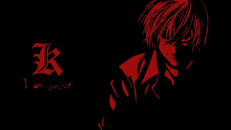 纯黑底红剪影夜神月 Iamjustice 动漫 4K 壁纸