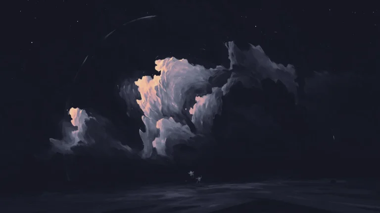 星际暗夜发光积云太空宇航员原画
