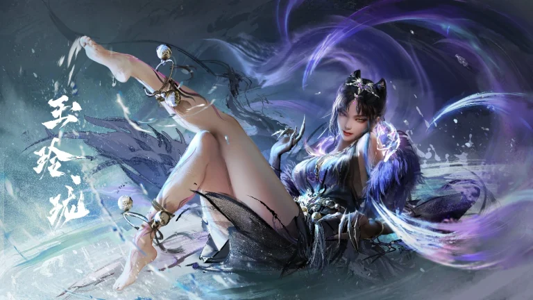 水墨国风狐妖美人铃铛足饰全屏高清原画壁纸