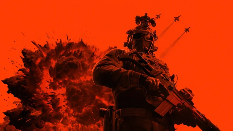 全副装备特种兵浓烟爆炸背景全屏高清壁纸