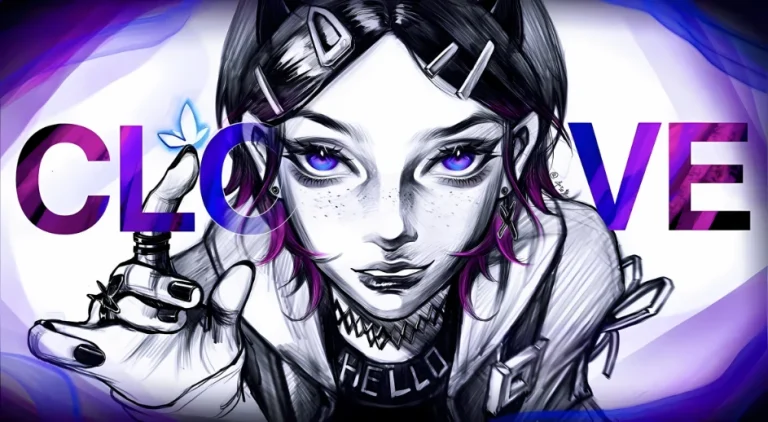 黑白紫调潮流猫耳少女动漫原画