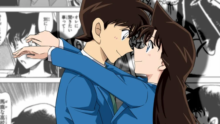 工藤新一毛利兰漫画背景甜蜜对视 4K 电脑壁纸