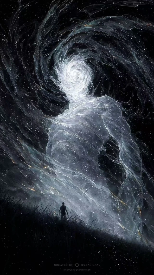 星河巨人与渺小人类暗系科幻艺术高清手机壁纸