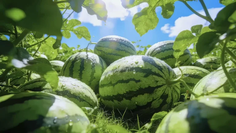 夏日瓜田带水珠西瓜蓝天治愈风景 4K 电脑壁纸