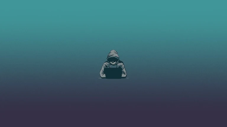 渐变蓝紫 hoodie 黑客笔记本简约插画 4K 电脑壁纸