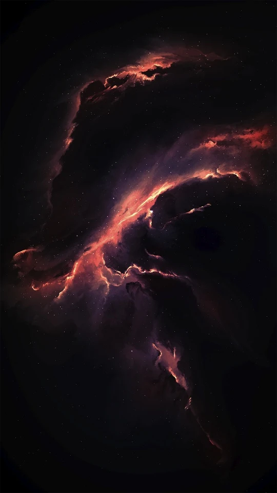 暗宇宙红橙光带星云深空科幻艺术高清手机壁纸