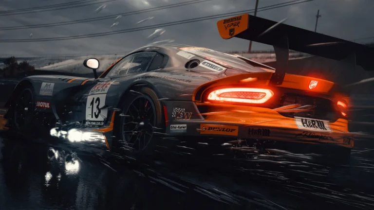 道奇蝰蛇 Viper 雨天赛道赛车 4K 电脑壁纸