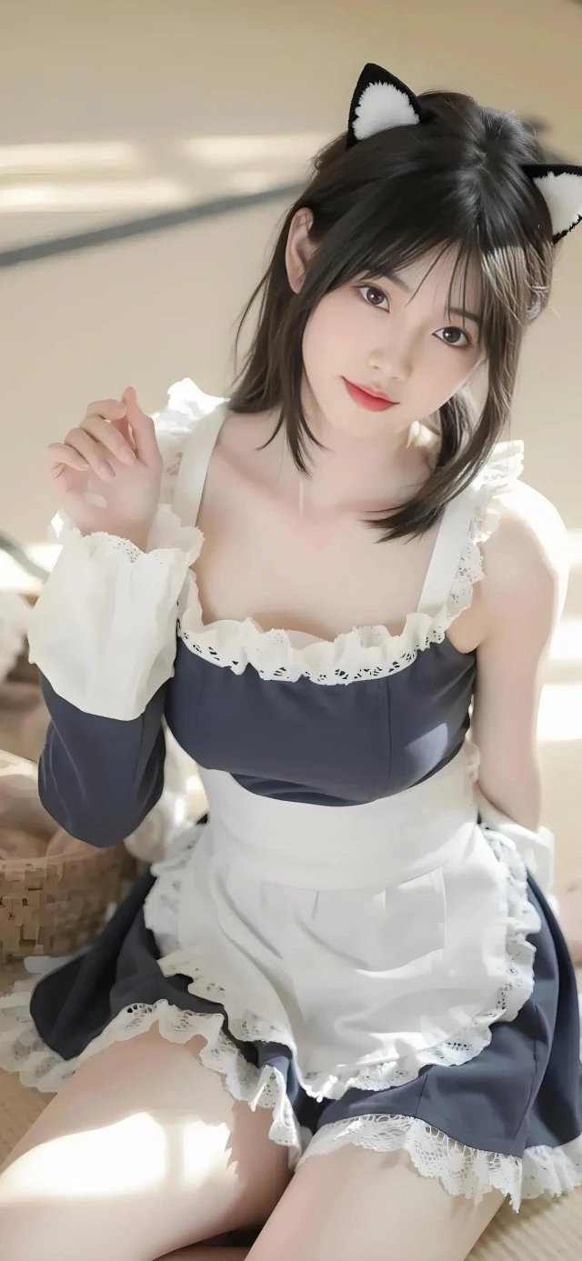 猫耳女仆装少女清新写真高清手机壁纸