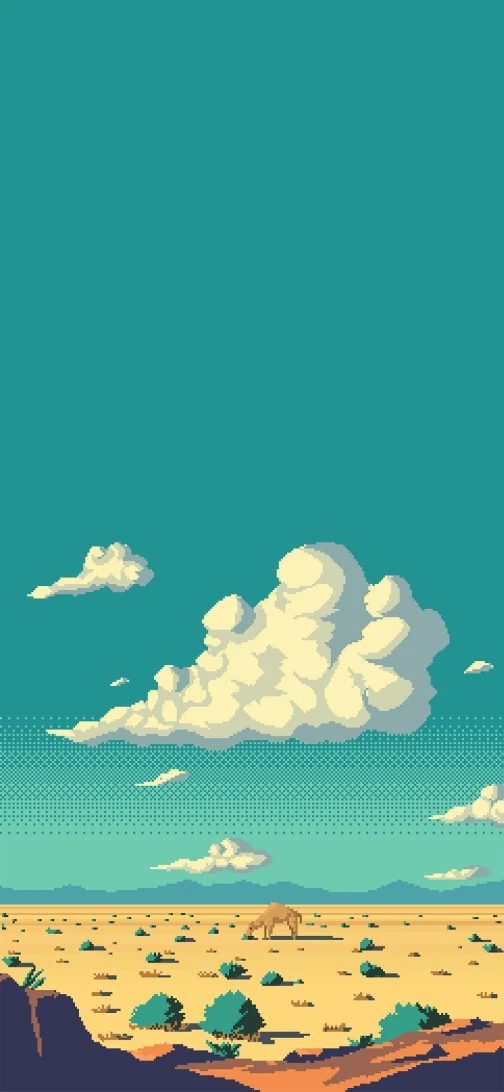 青空云海沙漠像素插画手机壁纸