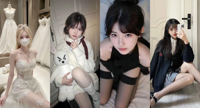 四格拼接甜妹穿搭写真氛围感 4K 电脑壁纸