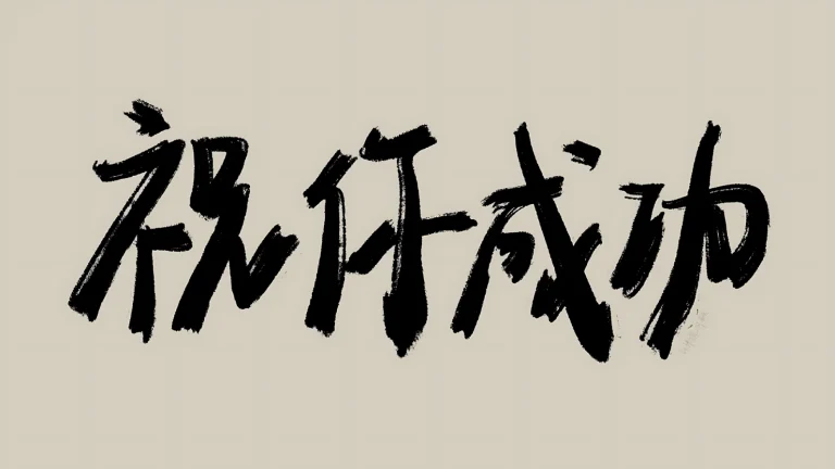 祝你成功毛笔书法米色简约励志文字壁纸