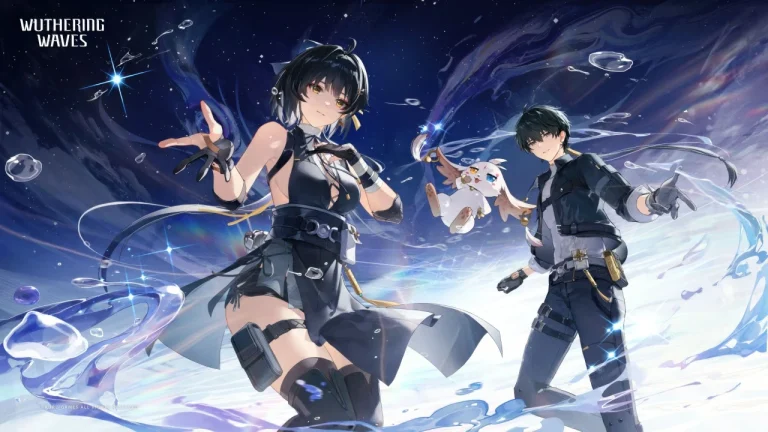 鸣潮星空水纹男女主角大白飞纵横版 4K 壁纸