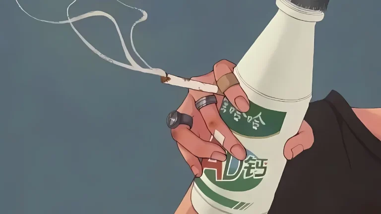 少年感手绘手握饮品氛围感插画4K电脑壁纸