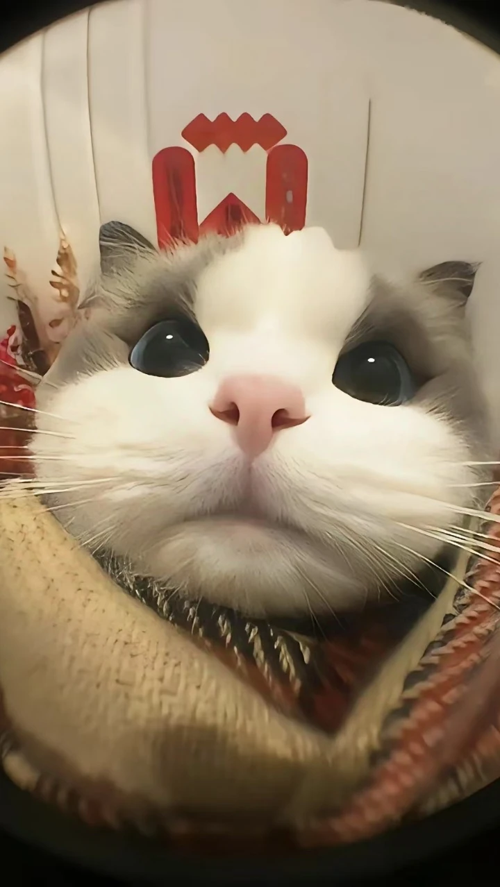 超广角躲猫猫大眼布偶猫趣味特写壁纸