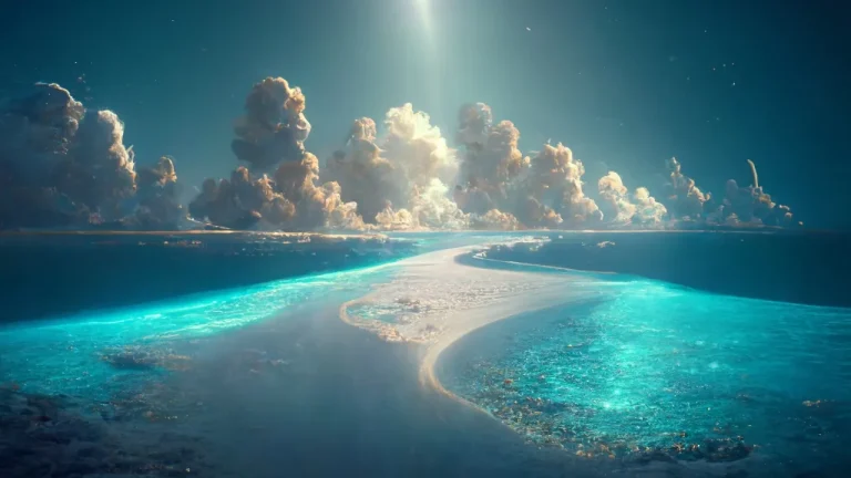 海面云海交织梦幻光束深海奇幻唯美场景4K电脑壁纸