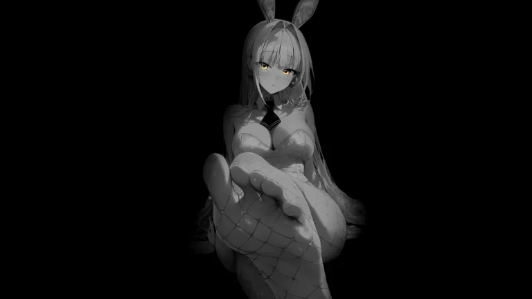 黑底兔女郎网袜美少女暗调氛围感插画