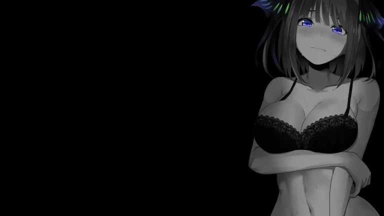 暗调黑底蓝瞳动漫少女氛围感人物插画4K电脑壁纸