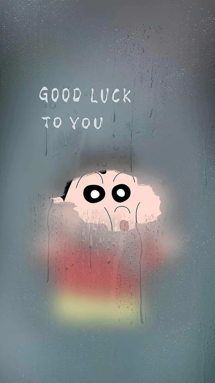 雨天玻璃探头可爱蜡笔小新好运寄语