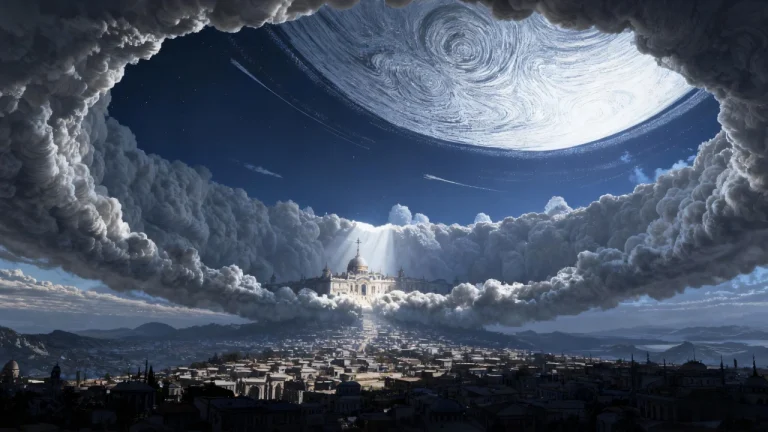 巨型星球云海悬浮神殿科幻三体唯美场景壁纸