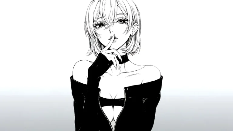 黑白漫画风酷感短发少女清冷4K电脑壁纸