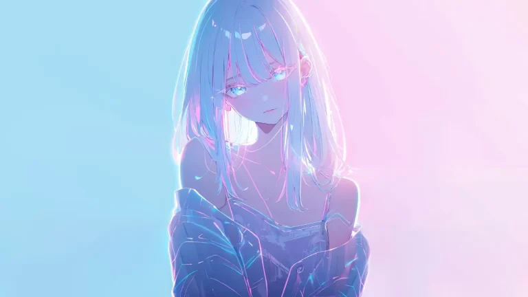 霓虹渐变少女4K电脑壁纸
