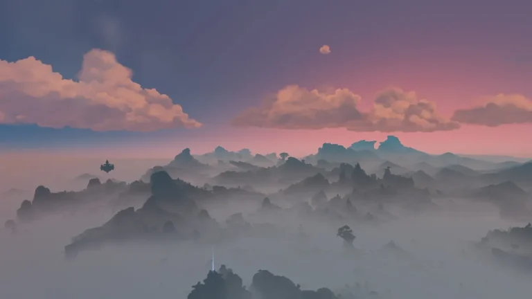 国风云海群山黄昏梦幻仙侠场景