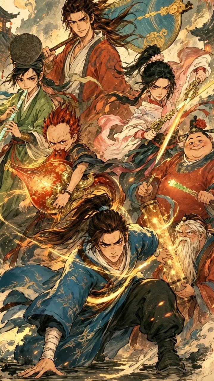 动画电影八仙全员集结国风热血原画海报