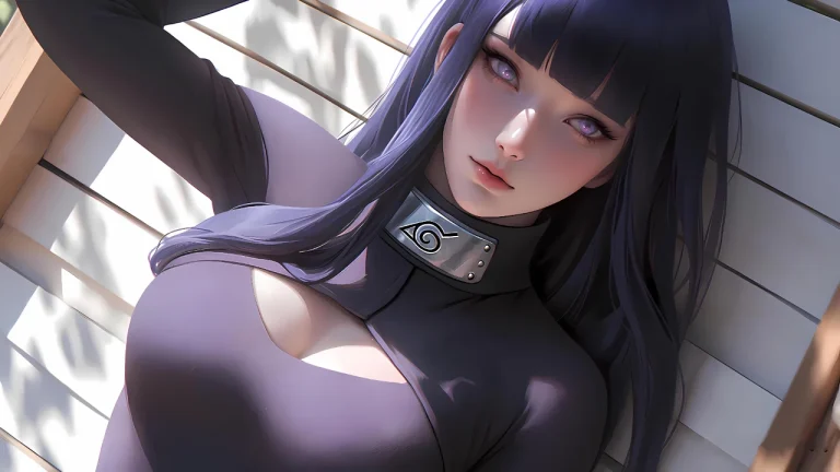 日向雏田温柔紫发动漫唯美插画