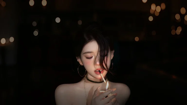 夜景暖光氛围感冷艳女生人像写真