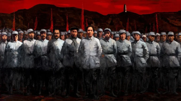 红天宝塔山革命志士群像史诗油画