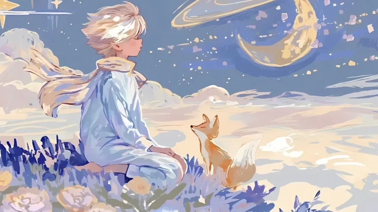 星空月夜少年与狐狸梦幻治愈系4K电脑壁纸