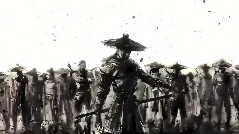 水墨泼墨武侠江湖群侠斗笠刀客霸气