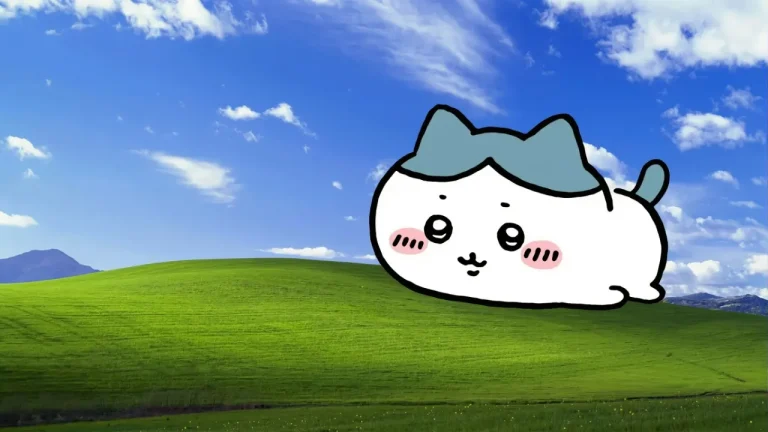可爱小八Windows经典草地趣味画面4K电脑壁纸